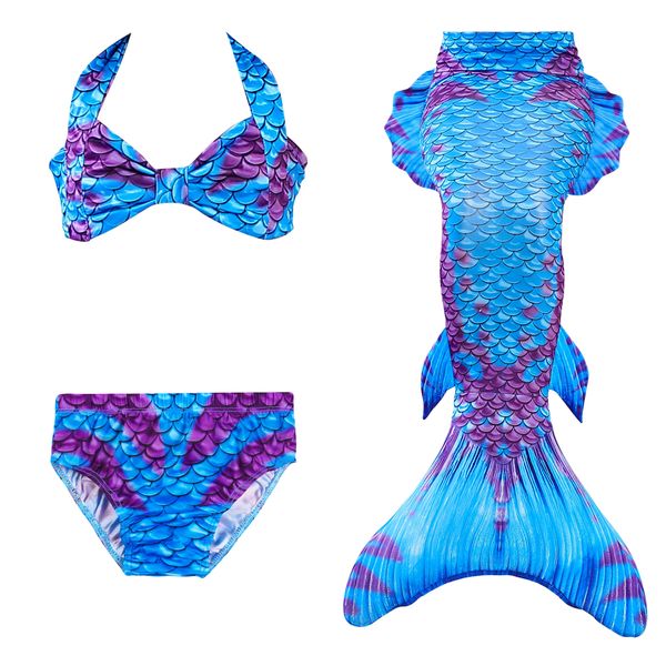

little girl swim teen girls swimwear mermaid bikini set separate children's swimsuit, White