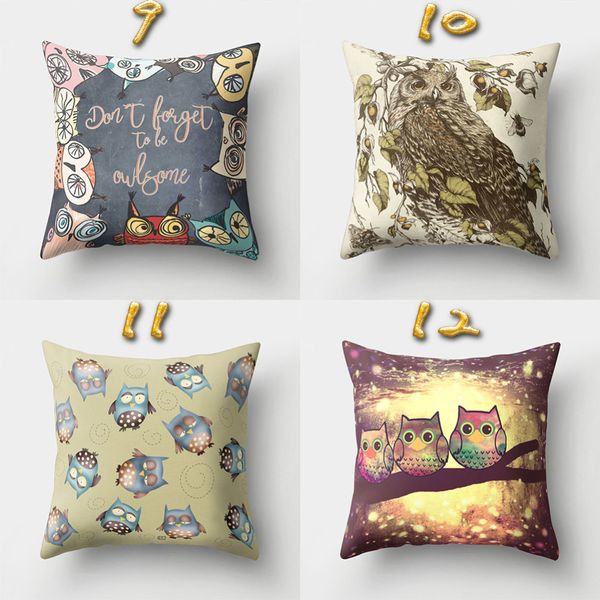 Home Fashion Cute Owl Animal Print Pillow Case Room Soft Square