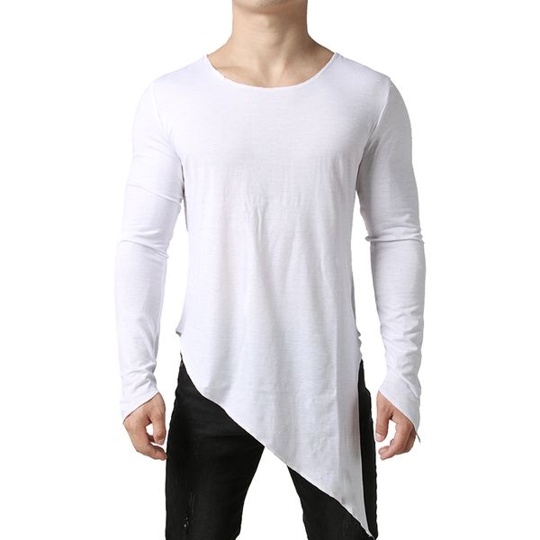 

extra long t shirt men 2019 mens tyga swag longline tuxedo tshirt harajuku streetwear long sleeve tee shirt homme casual, White;black