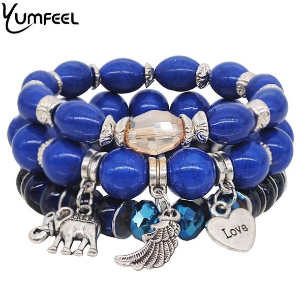 

yumfeel new beaded bohemia bracelet women vintage silver plated charm multi layered bracelet & bangles jewelry gifts jewelry, Black