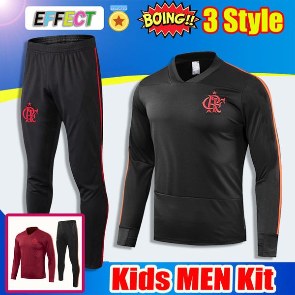 

2019 Flamengo Chandal Soccer Sweatershirt Long Pants CRF White Football Tracksuit 18 19 20 Flamengo RJ Training Top Men's Black Sports Suit