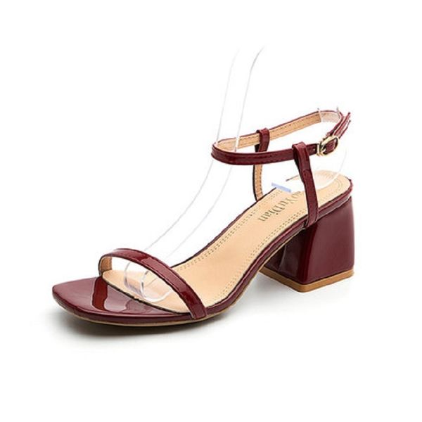 

high-heeled shoes female 2019 new summer korean version of the wild fairy wind word buckle with thick high-heeled roman shoes, Black