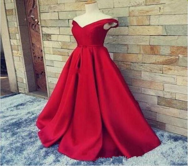

2020 новый винтаж вечерние платья v-образным вырезом спинки зашнуровать платья выпускного вечера рукава a-line пояс атласное вечернее платье, Black;red
