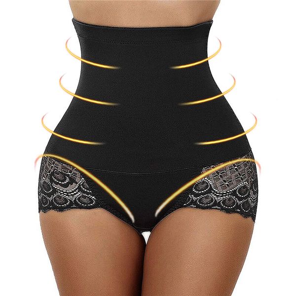 

плюс размер женщины новые моды высокой талией трусы нижнее белье корректирующее белье panty профилировщика тела управления тонкий шнурок тел, Black;white