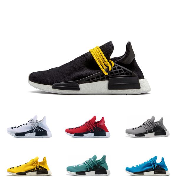 

Hot Sale Human Race 1.0 designer Running Shoes black yellow white Sport Shoes Women blue red Pack Trainer Sneakers size 36-45