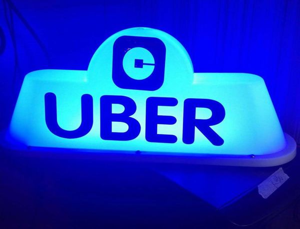 

37cm uber new logo sign car light led taxi uber cab roof lamp blue lights a