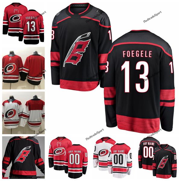 

2019 mens carolina hurricanes warren foegele hockey jerseys new black #13 warren foegele stitched jerseys customize name, Black;red