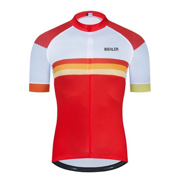 

biehler 2020 mens cycling jersey summer short sleeve downhill road bike jersey breathable cycling shirt bicycle camisa ciclismo, Black;red