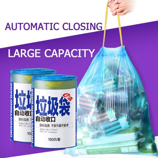 

trash bags 100pcs drawstring garbage bag rubbish for home kitchen 45x50cm