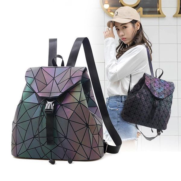 

2019 new diamond lattice backpack trend fold woman casual backpack
