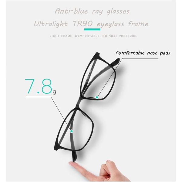 

2020 fashion computer glasses anti-blue light tr90 memory glasses frame ultralight square optical eyeglasses frame for women men, White;black