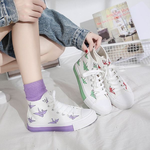 

canvas shoes 2019 autumn new versatile flat bottom high-casual shoes, Black