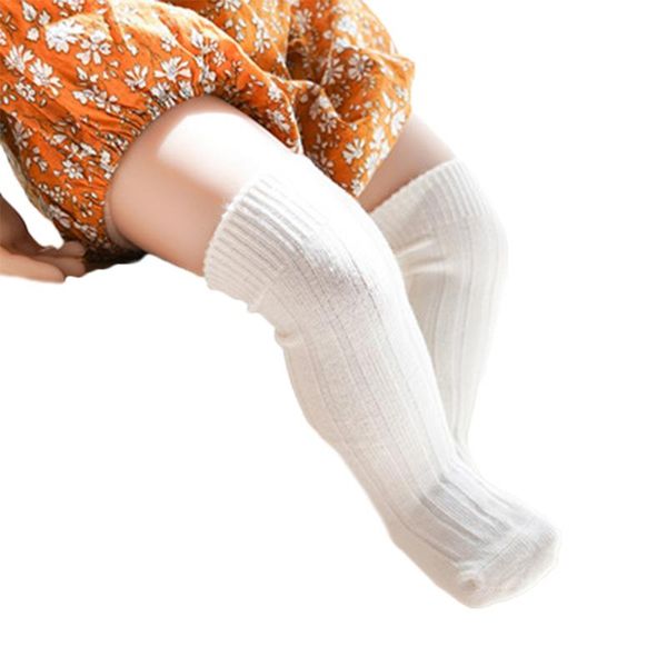 

kids toddler infant baby girls boys solid knitted long stockings cotton knee cotton stockings 0 to 5years anti-slip, Pink;yellow