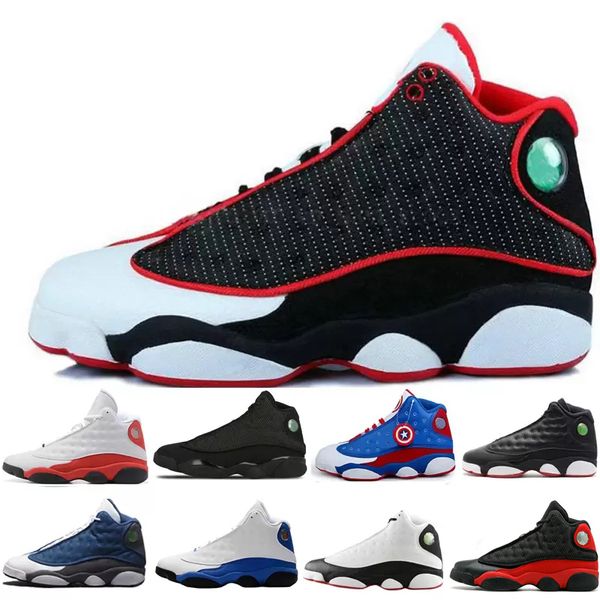 

2018 13s OG Black Cat Basketball Shoes 3M Reflect For Men Sports Training Sneakers High Quality Blackcat Big kids shoes 36-47