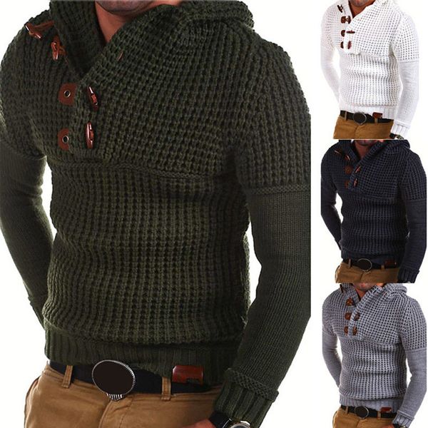 

plus size winter mens knitted casual sweater hooded pullover knitwear blouse keep warming nin668, White;black