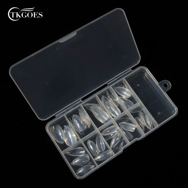 

tkgoes 100pcs professional short stiletto french nail tips full clear talons design nail tips abs material acrylic false nails, Red;gold
