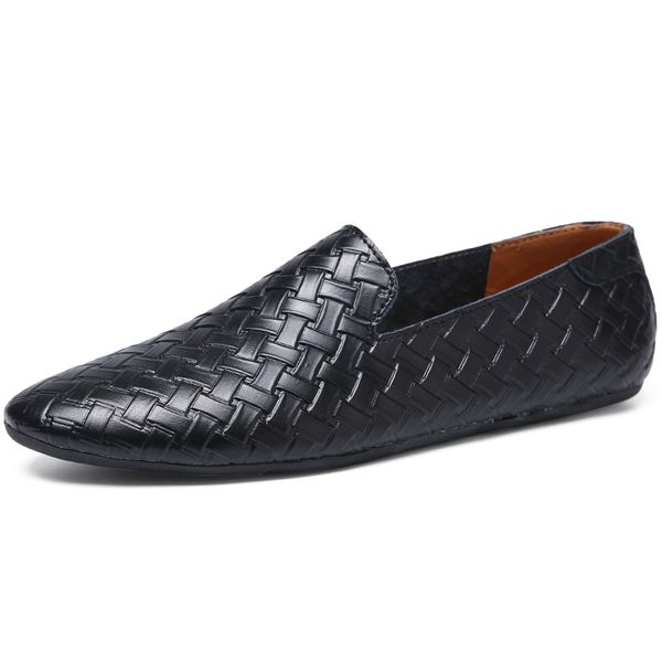 

breathable men shoes casual brand sneakers 2020 leather mens shoes loafers moccasins simple men driving, Black
