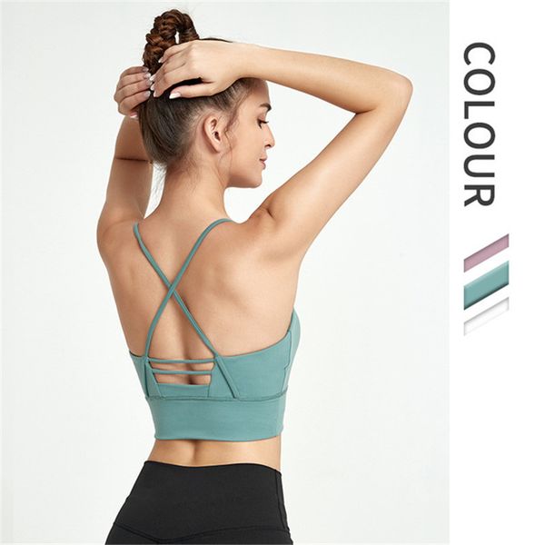 

women's sports bra vest beauty back cross strap gym fitness bra high impact resistance seamless bh push-ups yoga, White;red