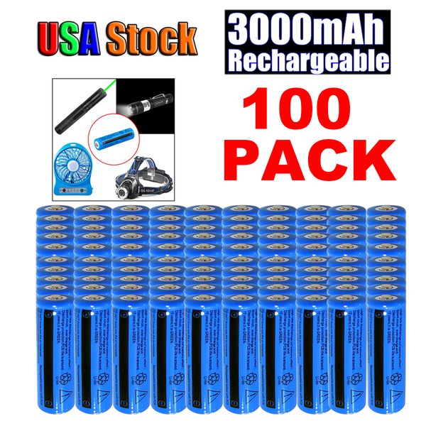 100 pces 3000mah recarregável 18650 bateria 3.7v brc li-ion bateria não aaa ou aa para lanterna tocha caneta laser