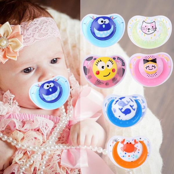 

cute portable newborn baby pacifier silicone funny nipple soother anti-dust lid safety infant teether feeding tool