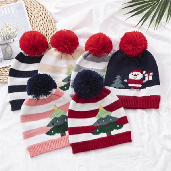 

xmas детей вязаные шапочки нашивки xmas tree санта печатается с мячом caps winter warm hat открытый детские лыжные шапки wy207q-2, Blue;gray