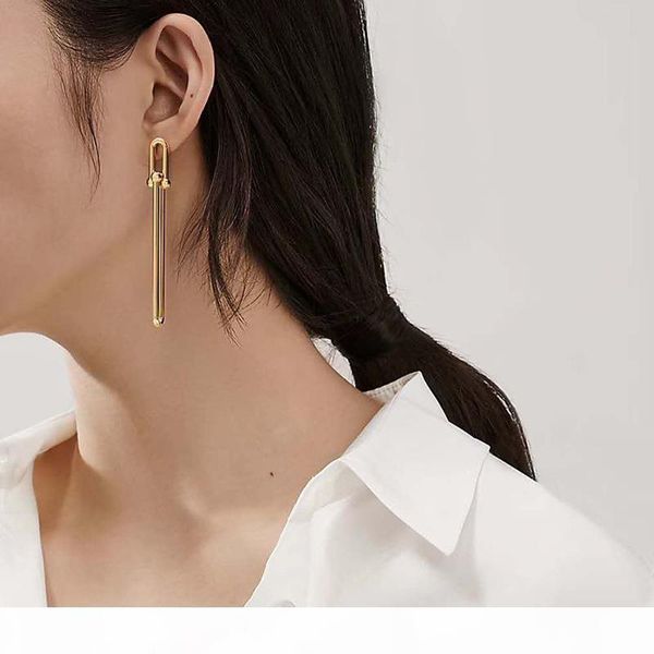 

women long earring female rose golden studs hardwear series punk ins jewelry, Golden;silver