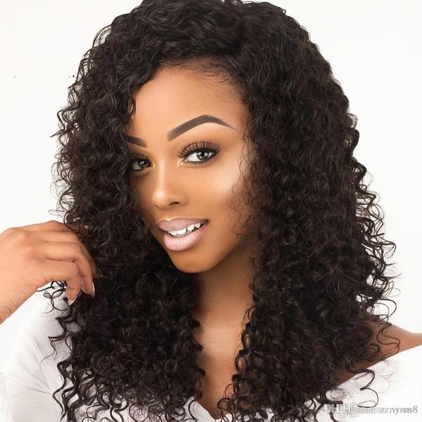 Beauty Curly Human Hair Wig Pre Plucked Hairline With Baby Hair