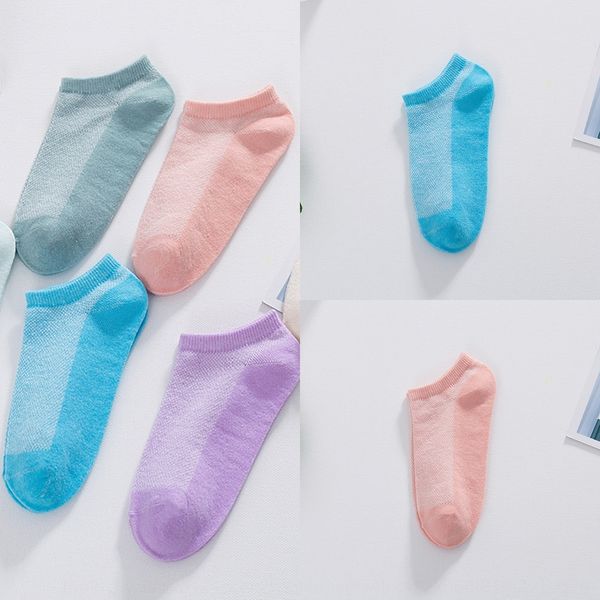 

women's cotton mesh women's candy and socks ins candy color breathable socks, Pink;yellow