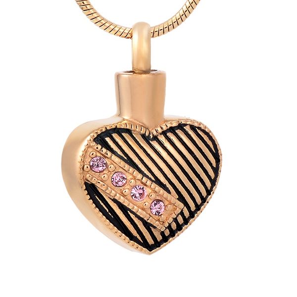 

stainless steel inlay crystal heart cremation for ashes urn memorial gift pendant necklace for women men with chain jewelry ijd9599, Silver