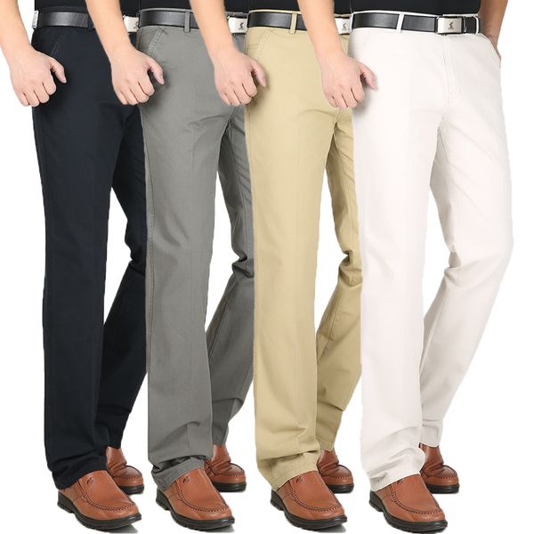 

mens loose business casual pants plus size 30-44 straight pants male cotton cotton leisure trousers summer spring, Black