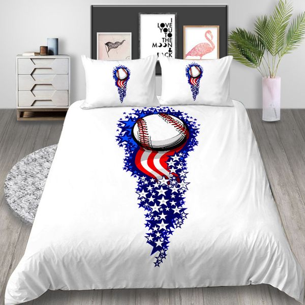 Baseball Printed Bedding Set King Cartoon Fashion Simple Duvet