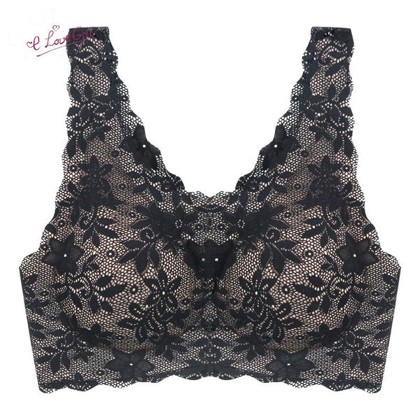 

e lovegirl fashion no steel ring lace flower female underwear bra for women push up seamless lingerie full cup bralette, Red;black