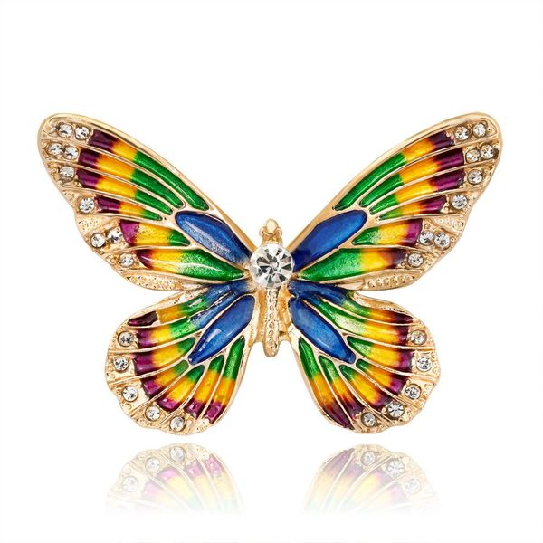 

rhinestone new high-grade butterfly brooches set green alloy set diamond three-dimensional drop oil brooch flower brooch jewelry, Gray