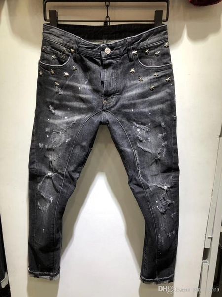 

wholesale 20ss popular mens designer jeans mens designer pants d2 brand luxury jeans washed button nail jeans fashion men denim pants, Blue
