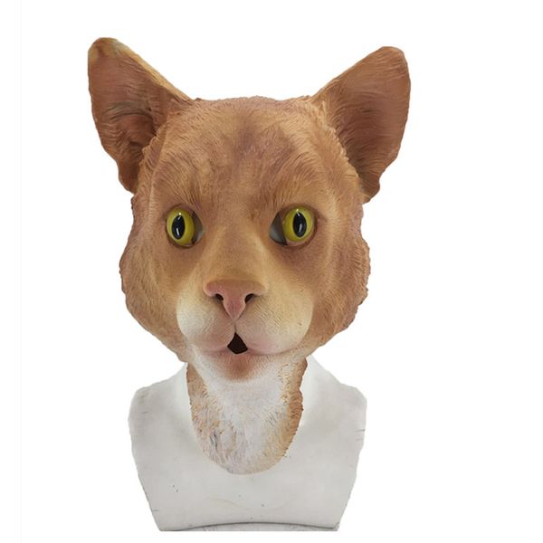 

2019 new latex animal black white ginger cat mask kitten clothing rubber and fur halloween cosplay