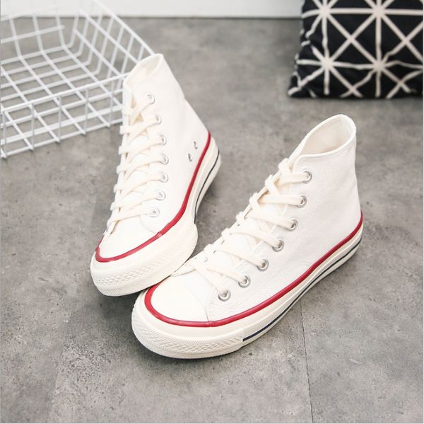 

casual classic canvas shoes high 8 color canvas shoes and low shoe for women lace-up casual fashion women flats shoe, Black