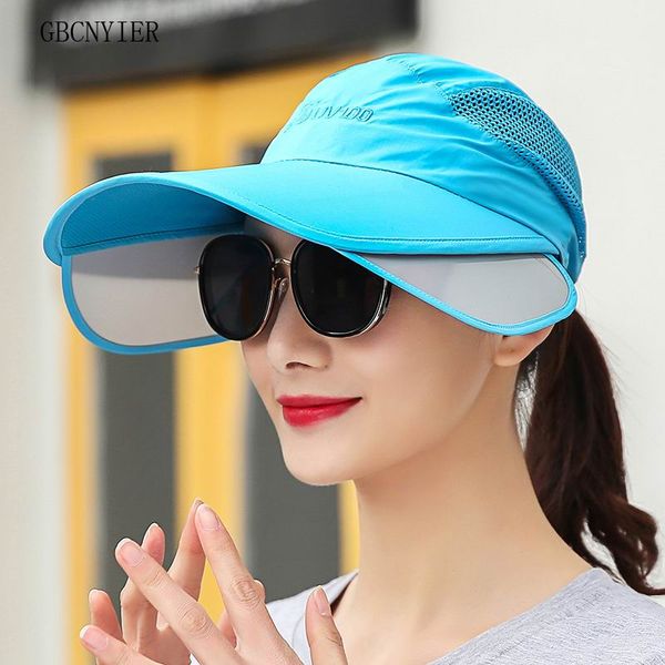 

gbcnyier big proteciton visor long extend brim anti-uv women sun hat summer sunscreen female sunbonnet thin cootn quick dry, Blue;gray