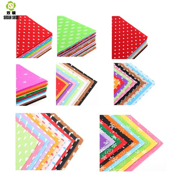 

shuanshuodiy polyester fabric felt craft pattern sewing dolls crafts home decoration non-woven home fabric 1mm thickness 15x15cm, Black;white