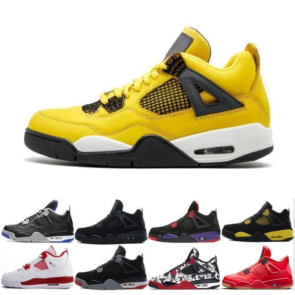 

2019 Newest 4 4s men Basketball Shoes Pure Money Premium Black Cat white cement Bred Fire red Fear Alternate sports shoes sneakers