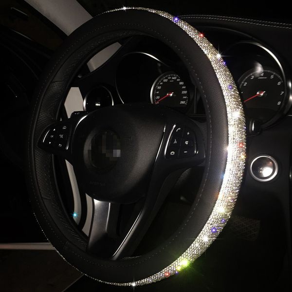 

car luxurious crystal steering wheel cover auto rhinestone steering wheel cover universal diamond car accessories for girl