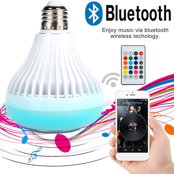 

Беспроводная связь Bluetooth спикер лампочка RGBW LED Музыка лампы E27 12Вт лампы Смарт APP Пульт дистанционного управления для партии Stage Bar КТВ