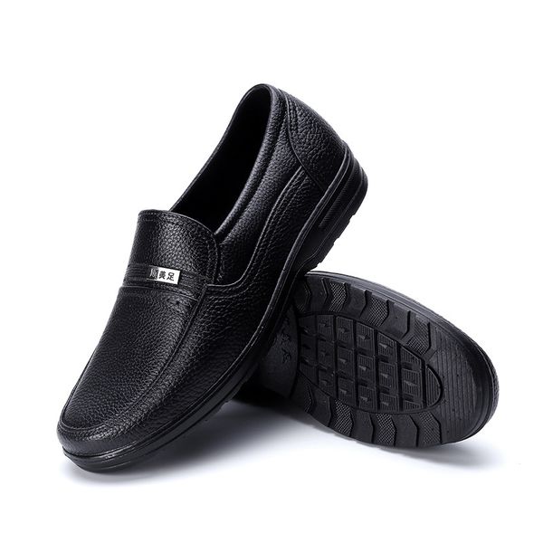 

mazefeng 2019 new spring male leather shoes men caual shoes business classic round toe leather men formal footwear slip-on, Black