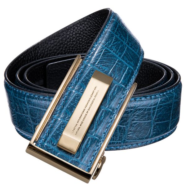 

leather belt for men 100% real cowskin men's belt blue strap automatic buckle male for business dk-2036, Black;brown