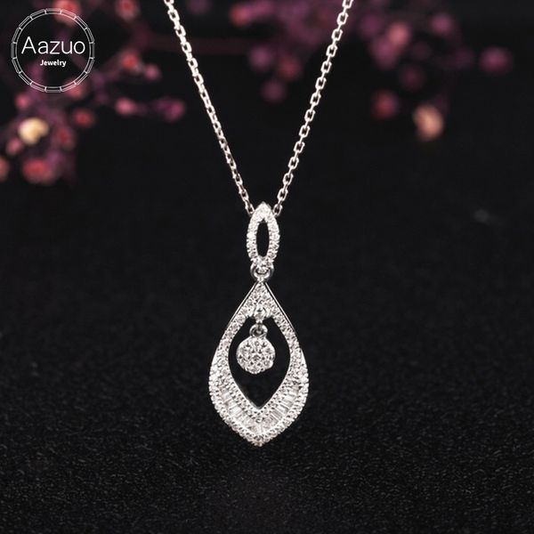 

aazuo реальный 18k белое золото real princess алмазные водослива форма подвесной с цепью ожерелье одаренный для женщин партии 18inch au750, Silver