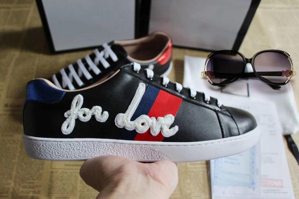 

new fashion men women casual shoes luxury designer sneakers shoes genuine leather bee embroidered on sale, White;red