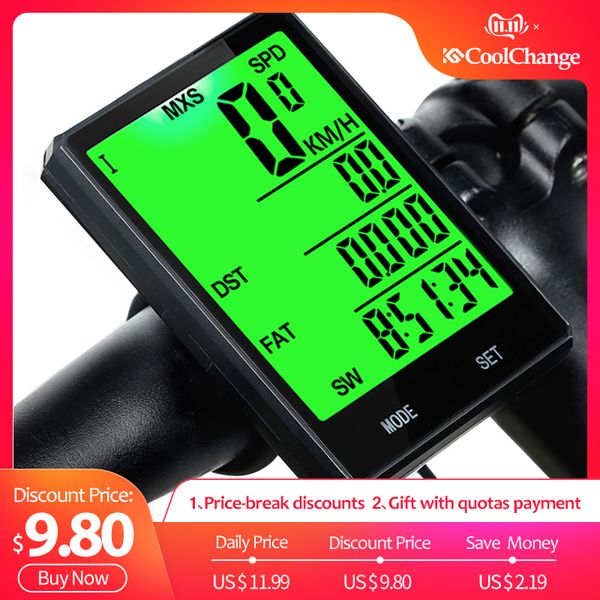 

coolchange bike computer 2.8" large screen rainproof wireless mtb cycling computer odometer bicycle speedometer bike accessories