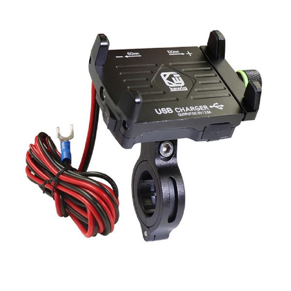 

alloy motorcycle handlebar phone gps holder stand clip usb charger non-slip