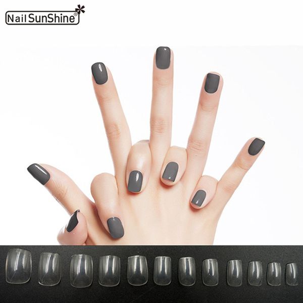 

cute fake nails 500pcs nail art tips faux ongles nude transparent artificial acrylic unghie finte decorate short square designs, Red;gold