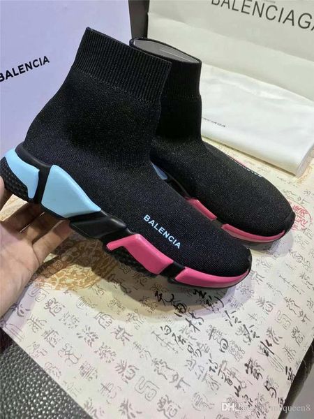 

NO.2Balenciaga NIB New Speed ​​Высокий Верх Носок Эластичный Вязаный Белые Кроссовки Speed ​​T
