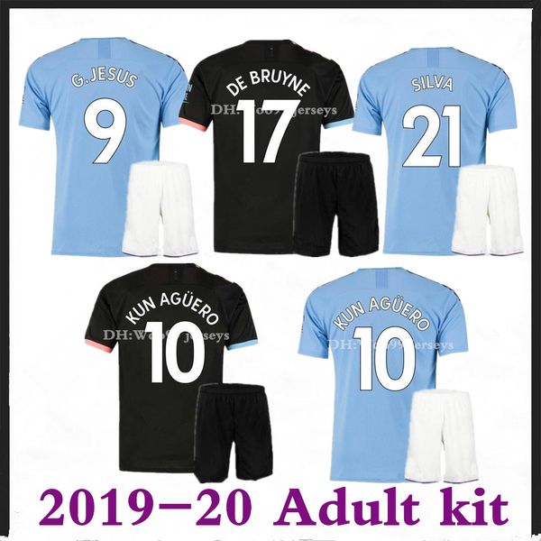 

19 20 манчестерский комплект для взрослых футбольные майки 2019 2020 de bruyne kun aguero городской комплект для взрослых sterling детская ф, Black